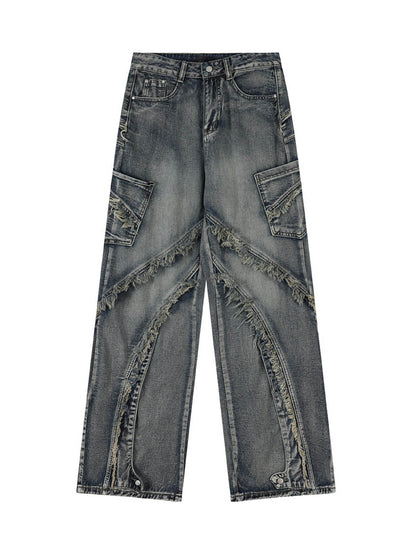 Thesupermade – Baggy-Jeans mit verwaschenen Seitentaschen und Raw Edge – 2303