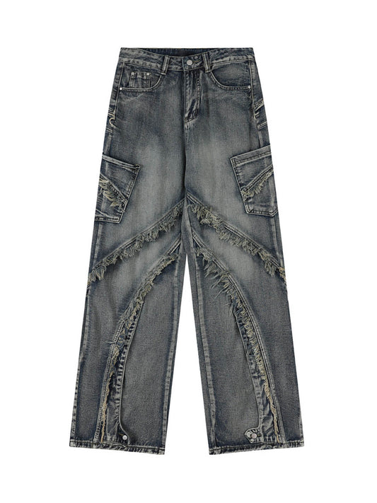 Thesupermade – Baggy-Jeans mit verwaschenen Seitentaschen und Raw Edge – 2303