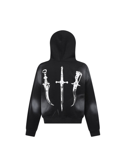 Thesupermade Wasteland Style Cardigan Zip UP Fur Hooded Jacket - 2279
