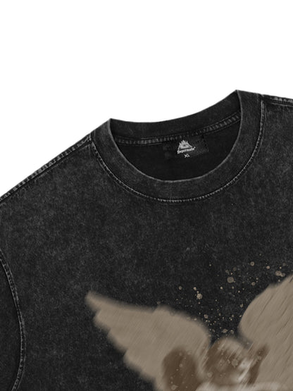 Thesupermade – T-Shirt mit verwaschenem Engel-Print 