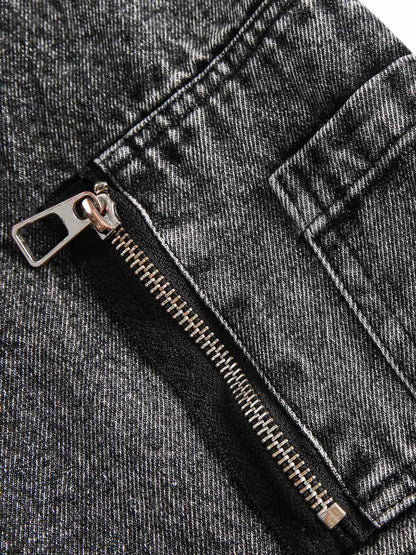 Dekonstruierte Jeansjacke mit Stehkragen