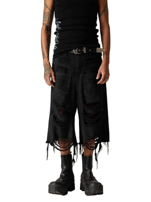 Washed RO Style Ripped Denim Jorts