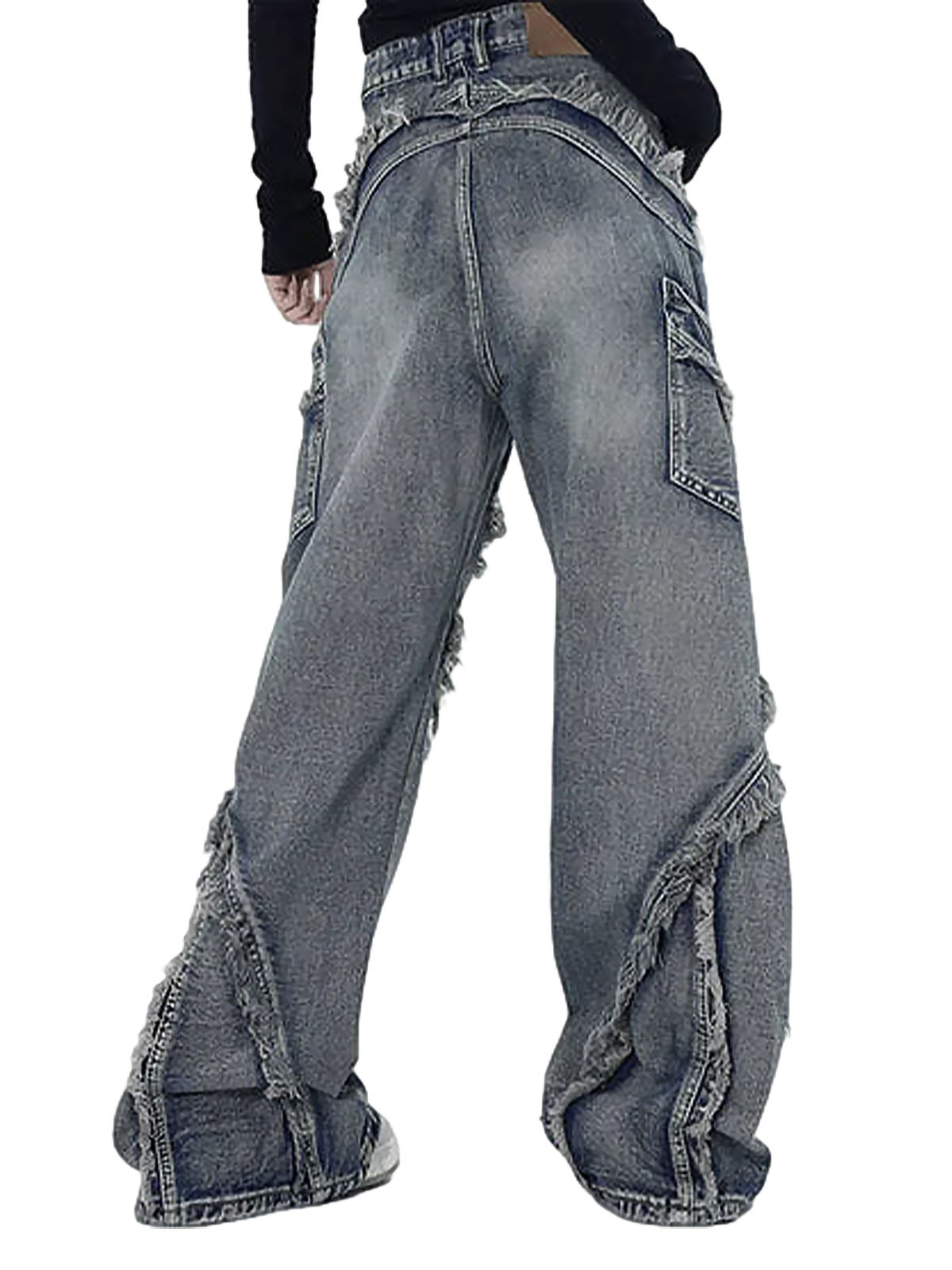 Thesupermade – Baggy-Jeans mit verwaschenen Seitentaschen und Raw Edge – 2303