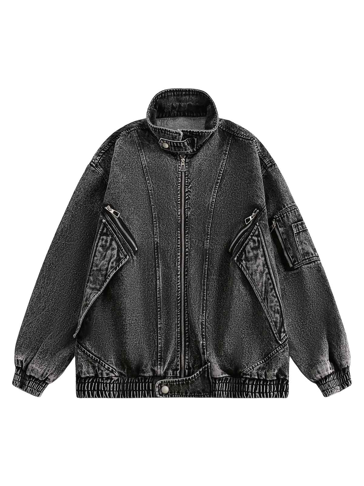 Dekonstruierte Jeansjacke mit Stehkragen