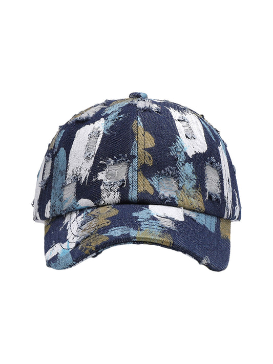 Distressed Abstract Print Baseball Cap