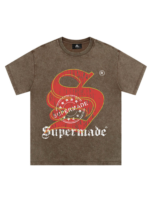 Thesupermade – T-Shirt „Street“ mit aufgeprägten Buchstaben im Used-Look 
