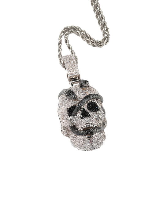 Totenkopf Schlange Zirkon Kupfer Halskette