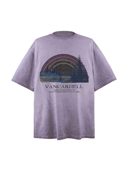 T-Shirt mit Rundhalsausschnitt und Regenbogen-Print