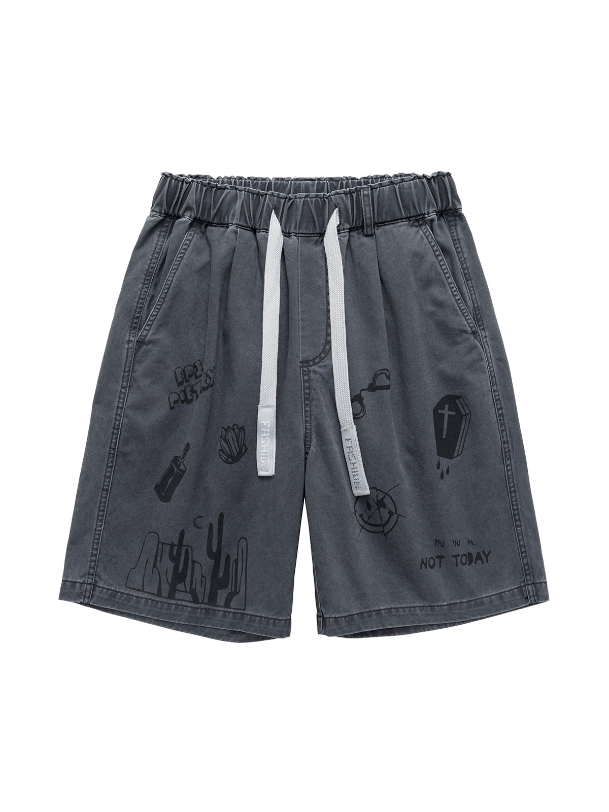 Graphic Print Drawstring Shorts