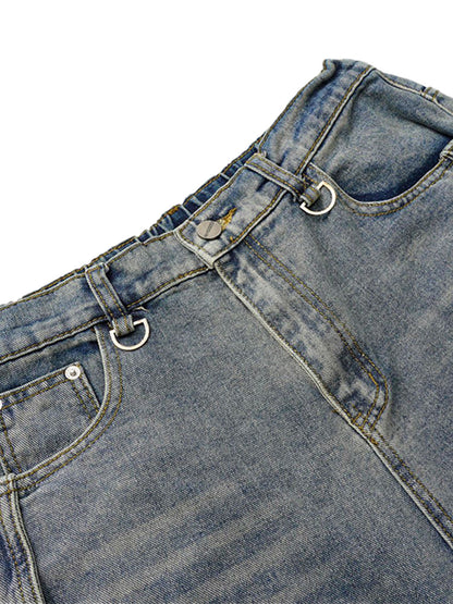 Verwaschene Distressed-Jeans im dekonstruierten Split Barrel-Stil
