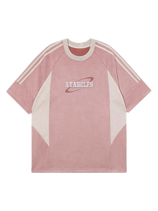 Oversize-T-Shirt aus Wildleder mit kontrastierender Buchstabenstickerei