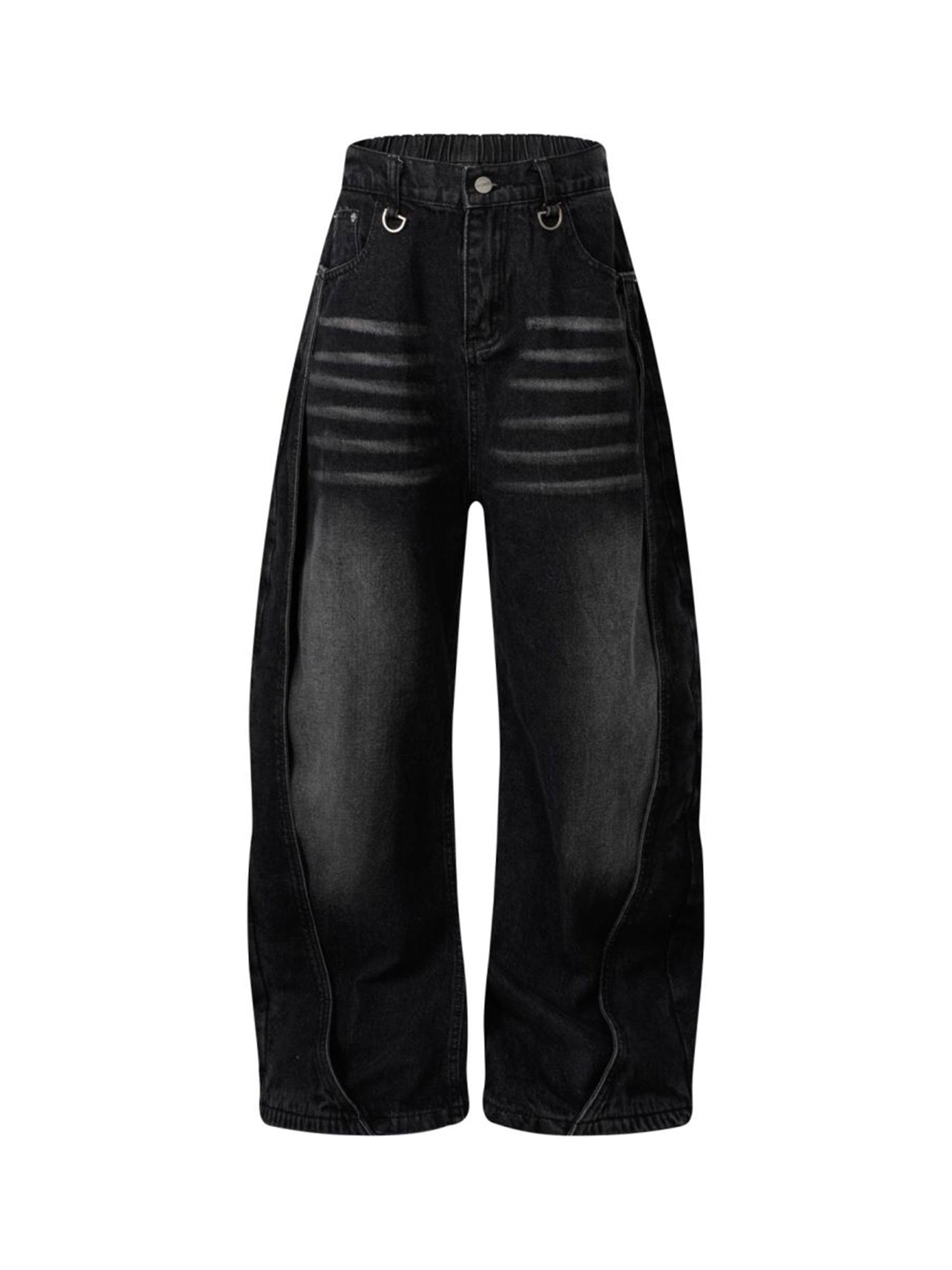 Verwaschene Distressed-Jeans im dekonstruierten Split Barrel-Stil
