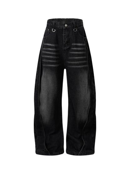 Verwaschene Distressed-Jeans im dekonstruierten Split Barrel-Stil