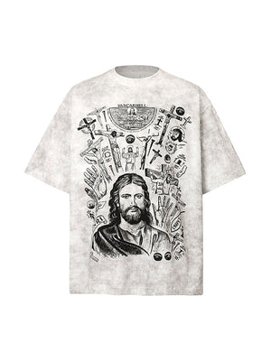 Vintage Cross Figure Print T-shirt