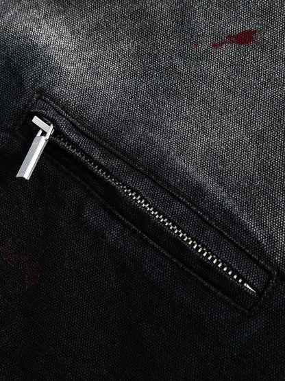 Zerrissene Jeansjacke mit Farbverlauf in verwaschener Tinte