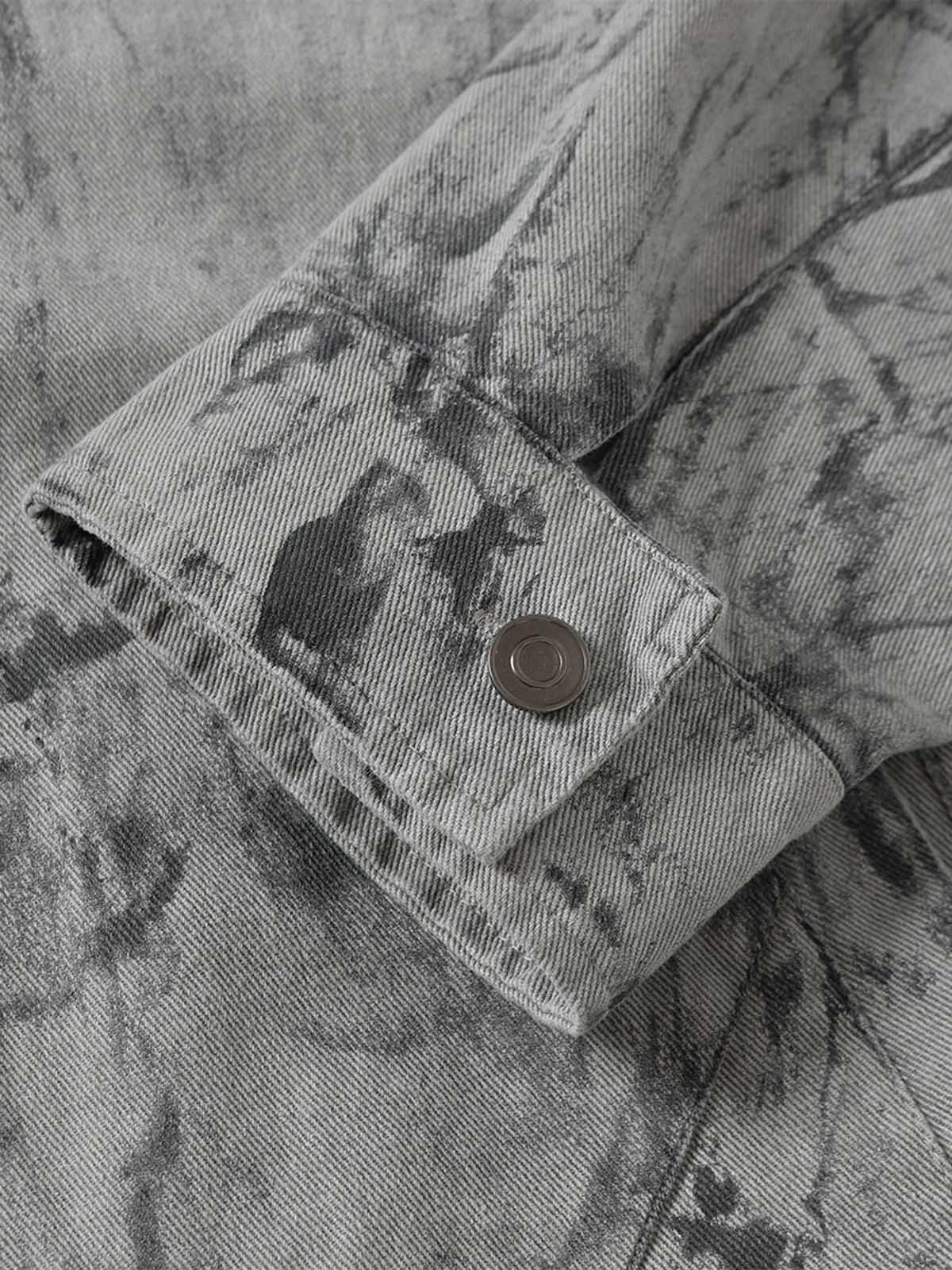Bomberjacke aus Denim mit Batikmuster