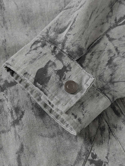 Bomberjacke aus Denim mit Batikmuster