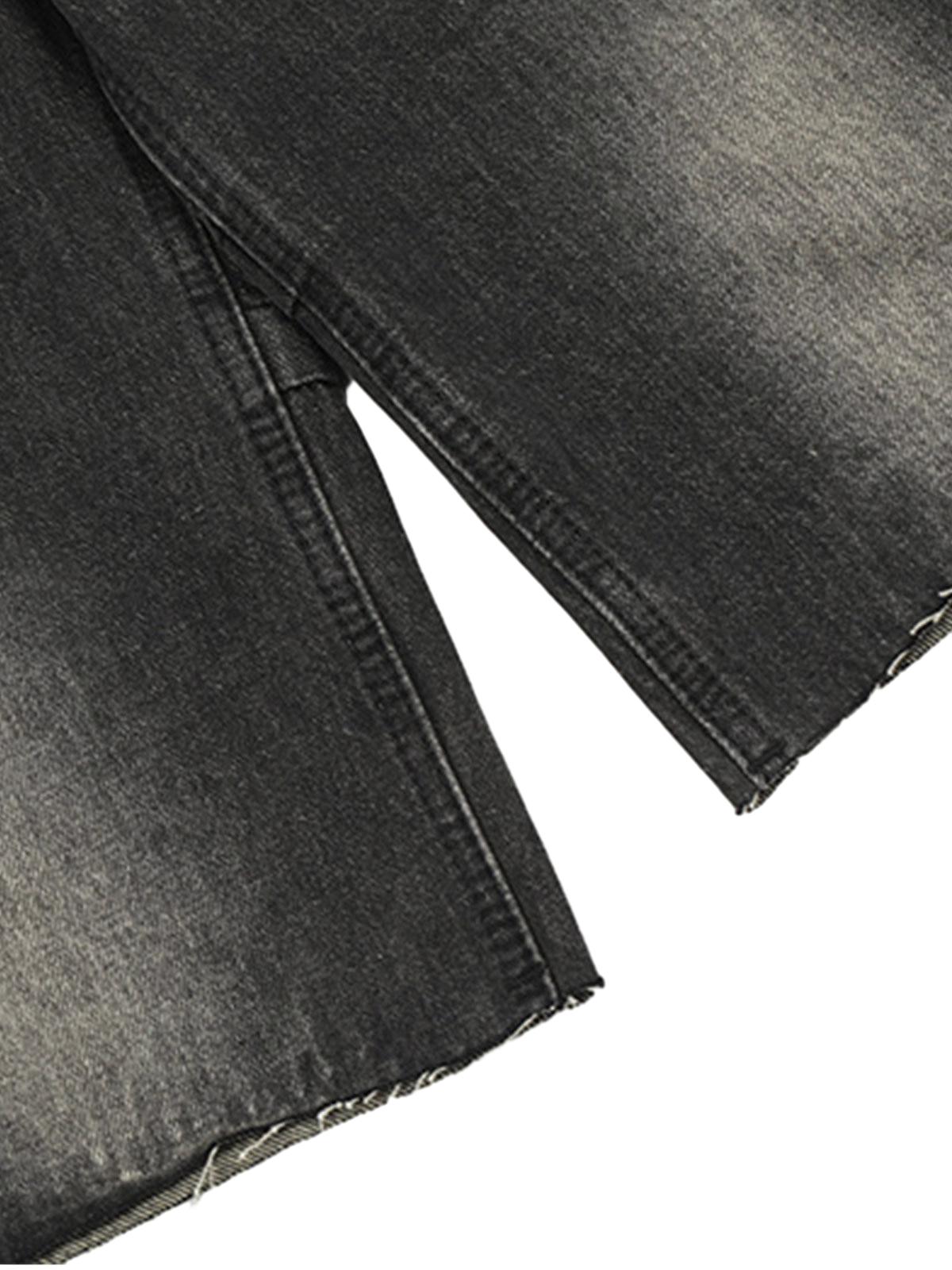 Thesupermade – Jeans-Jeanshose mit verwaschenem Vintage-Muster und Nieten im Farbverlauf 