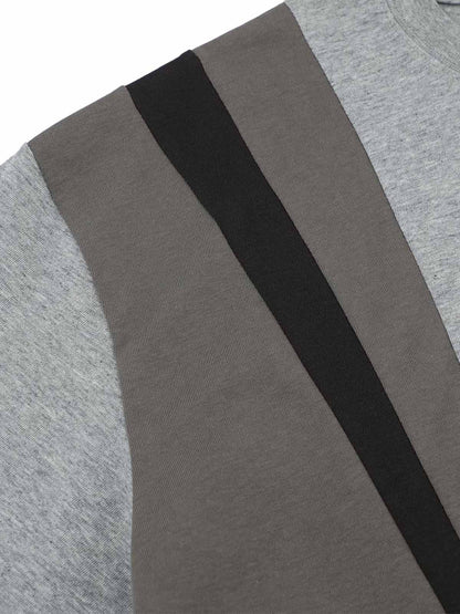 Retro Contrast Color Stitching Embroidered Letter T-shirt