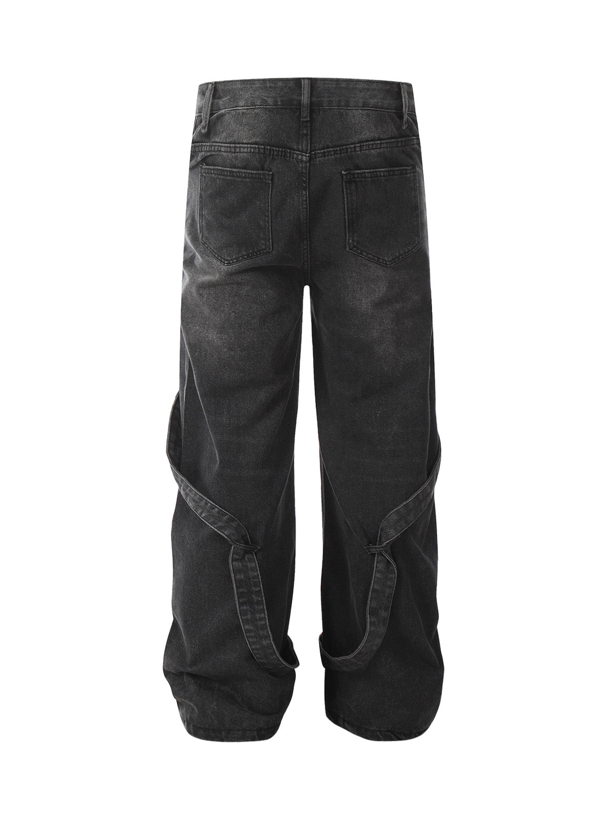 Verwaschene, dekonstruierte Split-Work-Jeans im Used-Look