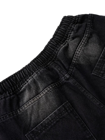 Cargo-Jeans im Used-Look mit Kordelzug und Raw Edge