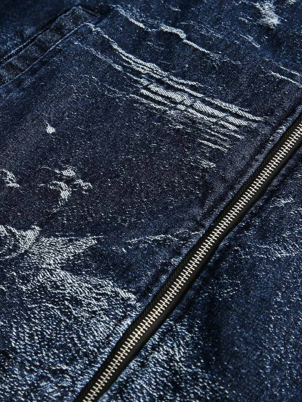 Jeansjacke mit gekreuztem Jacquard-Reißverschluss