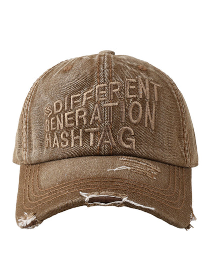 Gewaschene „DIFFERENT GENERATION“ Denim-Baseballkappe