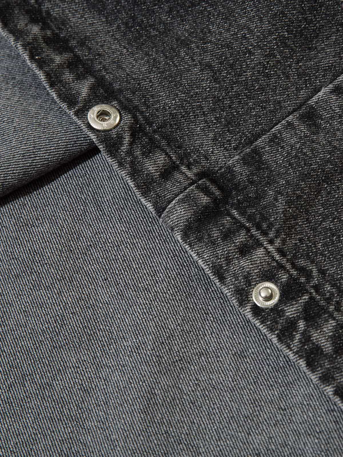 Verwaschenes Denim-Sweatshirt mit Kapuze und Metallreißverschluss im Used-Look