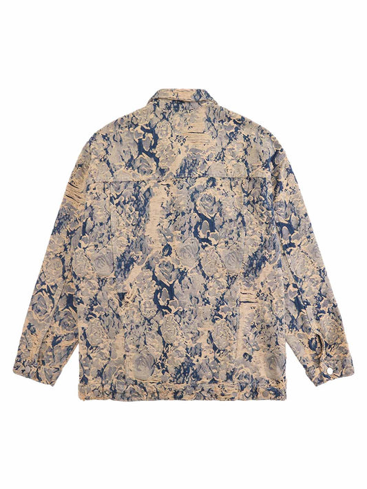 Jeansjacke im Distressed-Look aus Jacquard