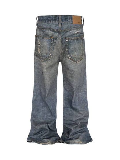 Retro Washed Ripped Flare Jeans