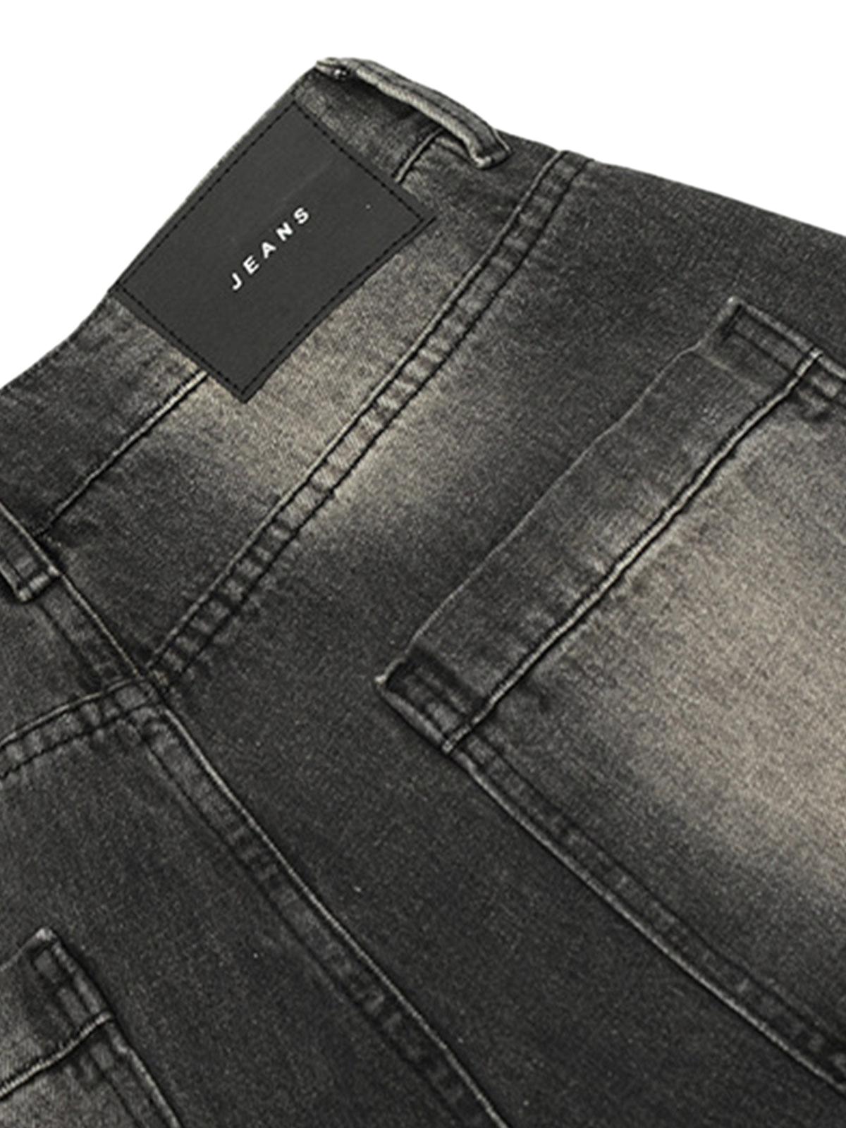Thesupermade – Jeans-Jeanshose mit verwaschenem Vintage-Muster und Nieten im Farbverlauf 