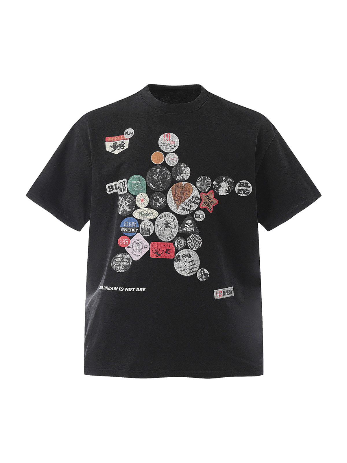 Badge Print Distressed Short Sleeve T-Shirt