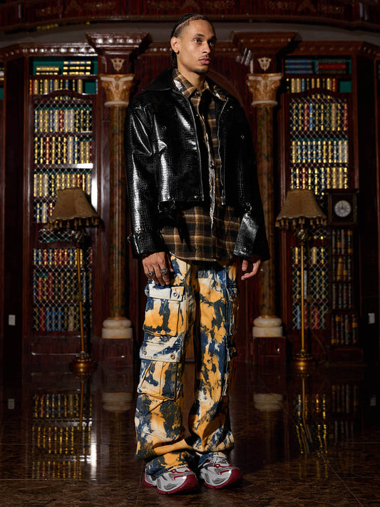 Thesupermade – Cargo-Jeans im Tie-Dye-Waste-Style mit Camouflage-Muster