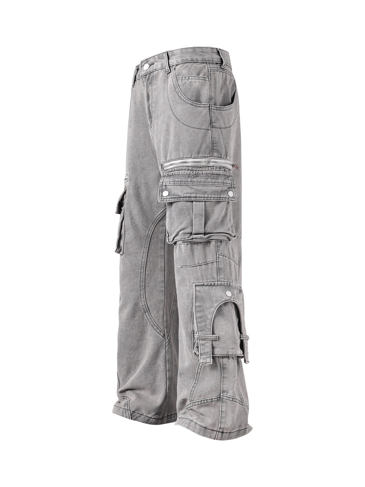 Washed Multi-Pocket Cargo Jeans