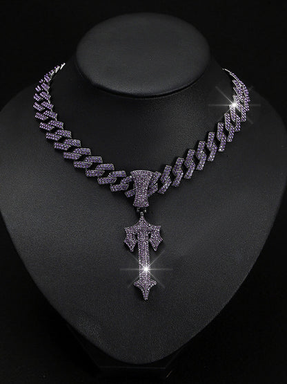 Thesupermade Purple Diamond Cuban Necklace