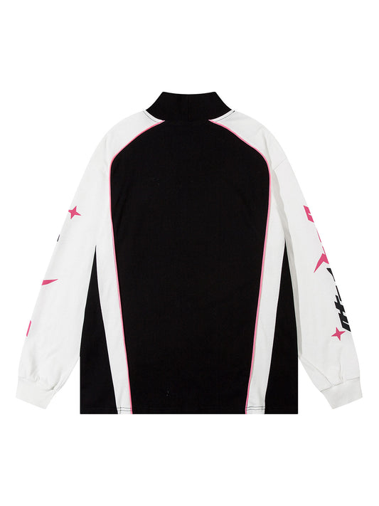 Thesupermade Langarm-Jersey-Shirt mit Viertelreißverschluss