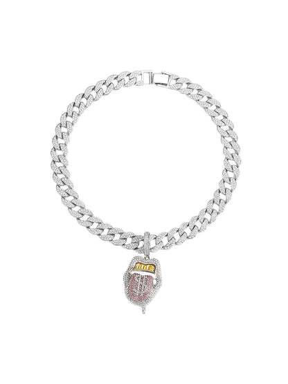 Thesupermade Hip Hop Diamond Tongue Cuban Necklace