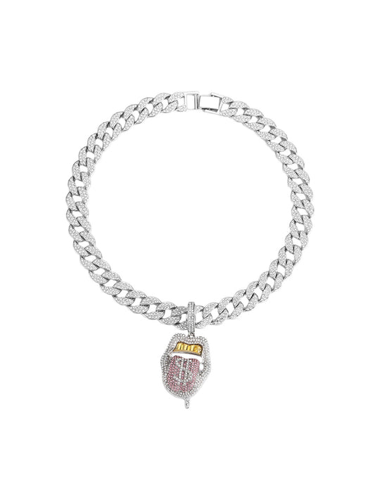 Thesupermade Hip Hop Diamant Zunge Kubanische Halskette