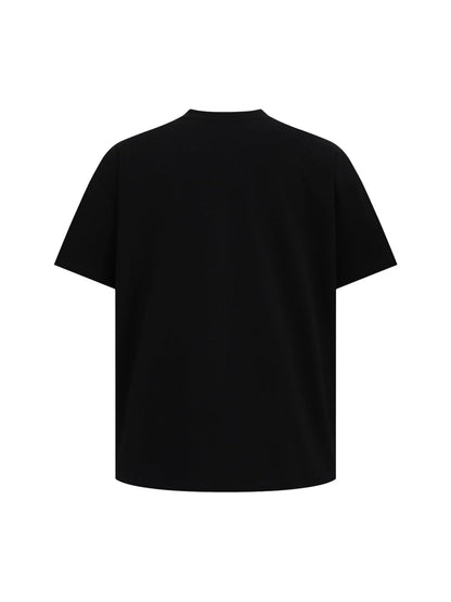 Retro Contrast Color Stitching Embroidered Letter T-shirt
