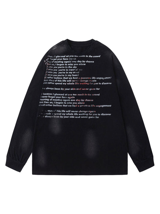 Langärmliges T-Shirt mit Rundhalsausschnitt und Buchstabendruck