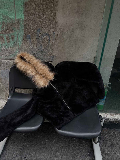 Thesupermade Fur Hooded Quilted Sherpa Jacket - 2304