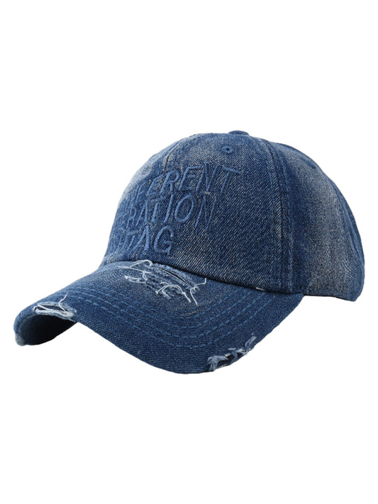 Gewaschene „DIFFERENT GENERATION“ Denim-Baseballkappe