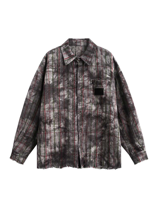 Vintage Kariertes Batik-Langarmhemd