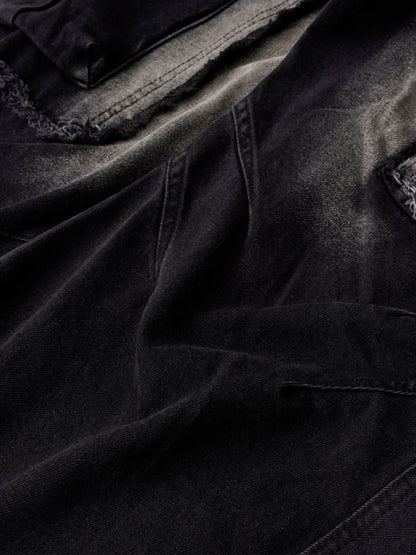 Cargo-Jeans im Used-Look mit Kordelzug und Raw Edge