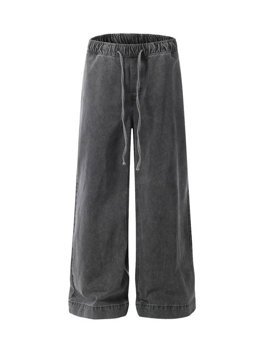 Klassische verwaschene Baggy-Jeans mit Kordelzug
