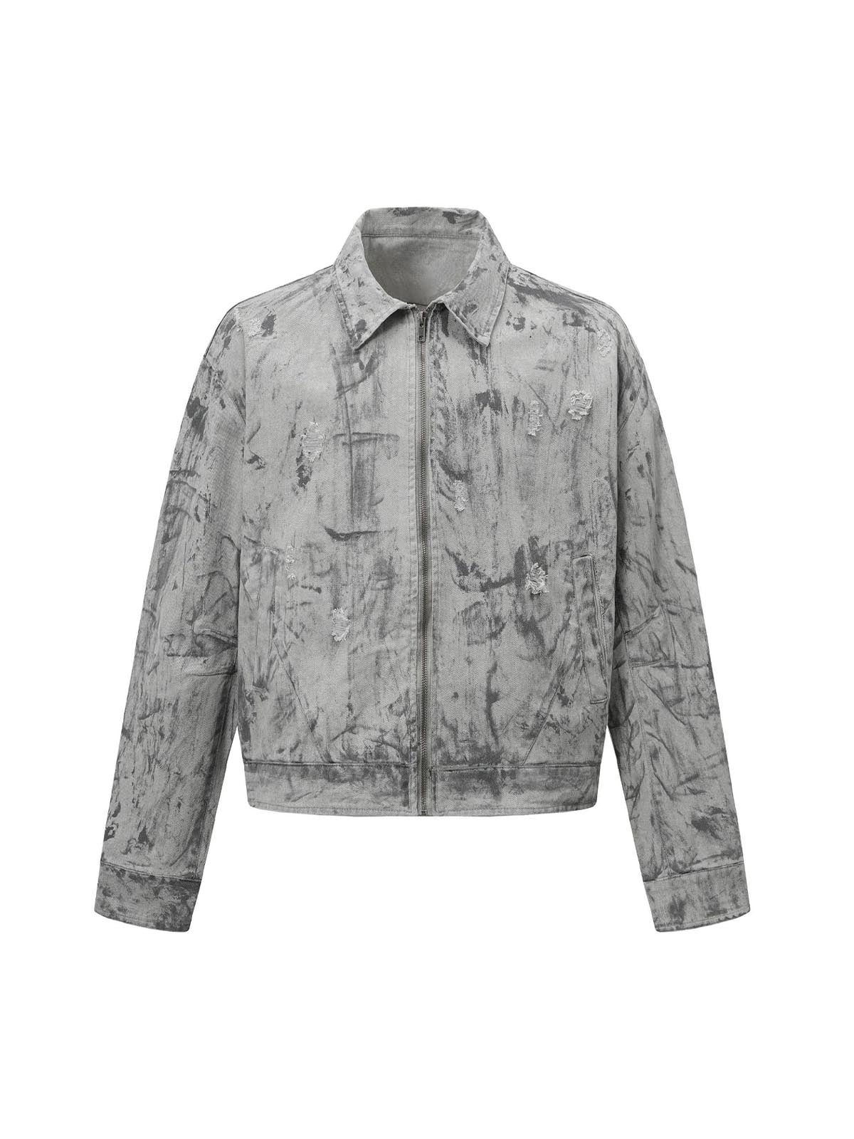 Bomberjacke aus Denim mit Batikmuster