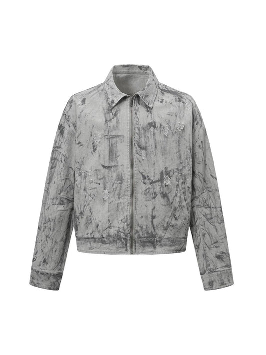 Bomberjacke aus Denim mit Batikmuster