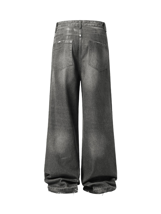 Gerade Jeans im Washed-Batik-Stil