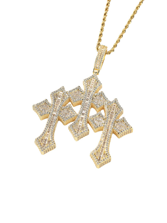 Kupferhalskette mit Kreuz-Zirkon-Anhänger
