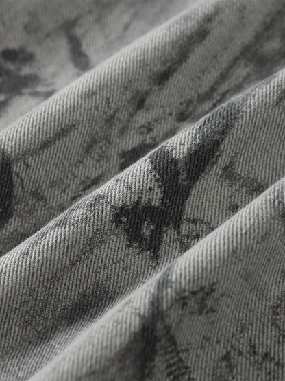 Bomberjacke aus Denim mit Batikmuster